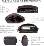 ESTARER Computer Messenger Bag 17-17.3 Inch Water-resistant Canvas Laptop Shoulder Bag for Travel Work College New Version, Grey - Image 4
